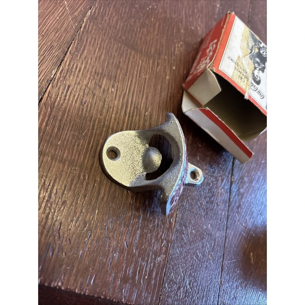 Coca Cola Old Fashioned Bottle Opener Wall Mount Metal & Box, No Screws